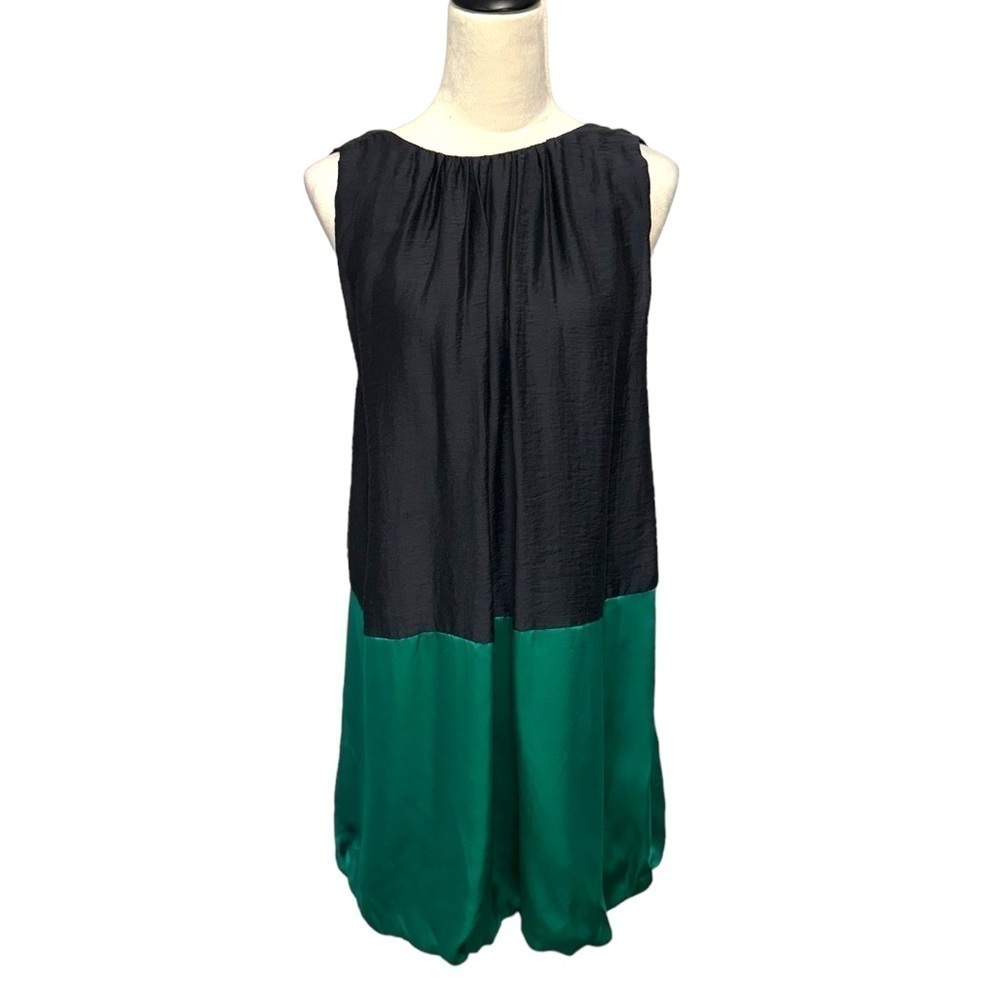 By Malene Birger Black and Emerald Green Colorblock Mini Dress